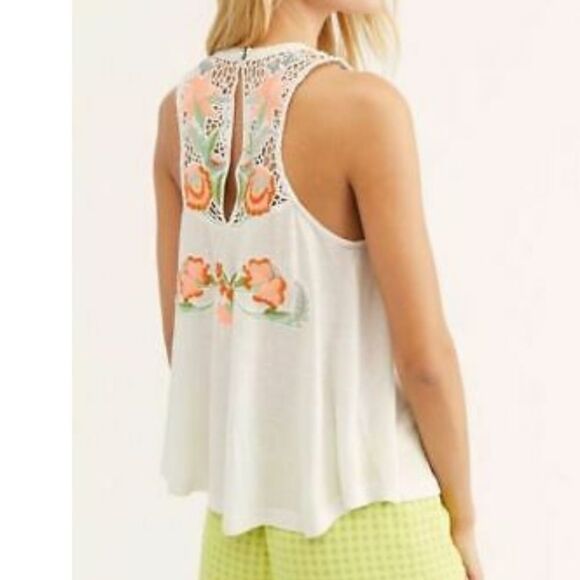 NWT Free People Flower Power Embroidered Tank Top - Picture 4 of 8